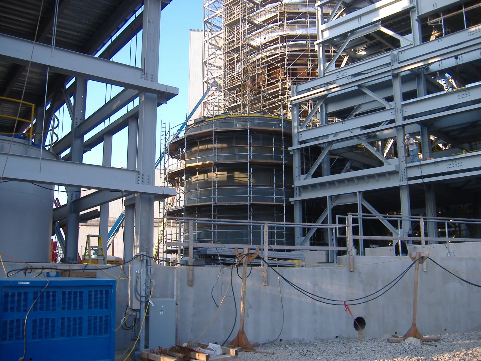 Large industrial vessel under construction with engineering review underway