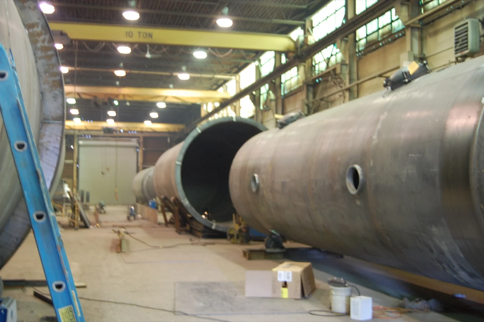 Large process tank mid-fabrication on the Moon Fabricating shop floor